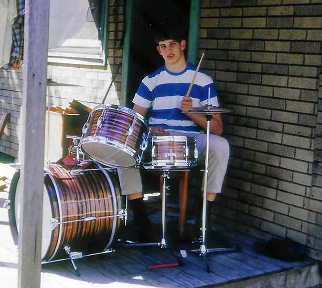 Steve playing drums at 15